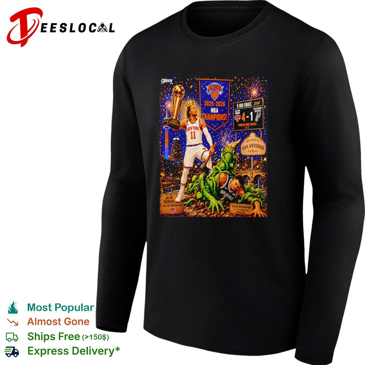 Jalen Brunson New York Knicks NBA 2025 2026 Champions Victor Wembanyama Spurs shirt