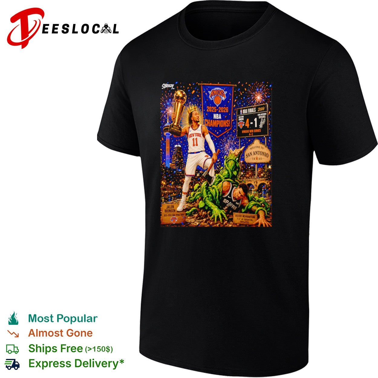 Jalen Brunson New York Knicks NBA 2025 2026 Champions Victor Wembanyama Spurs shirt