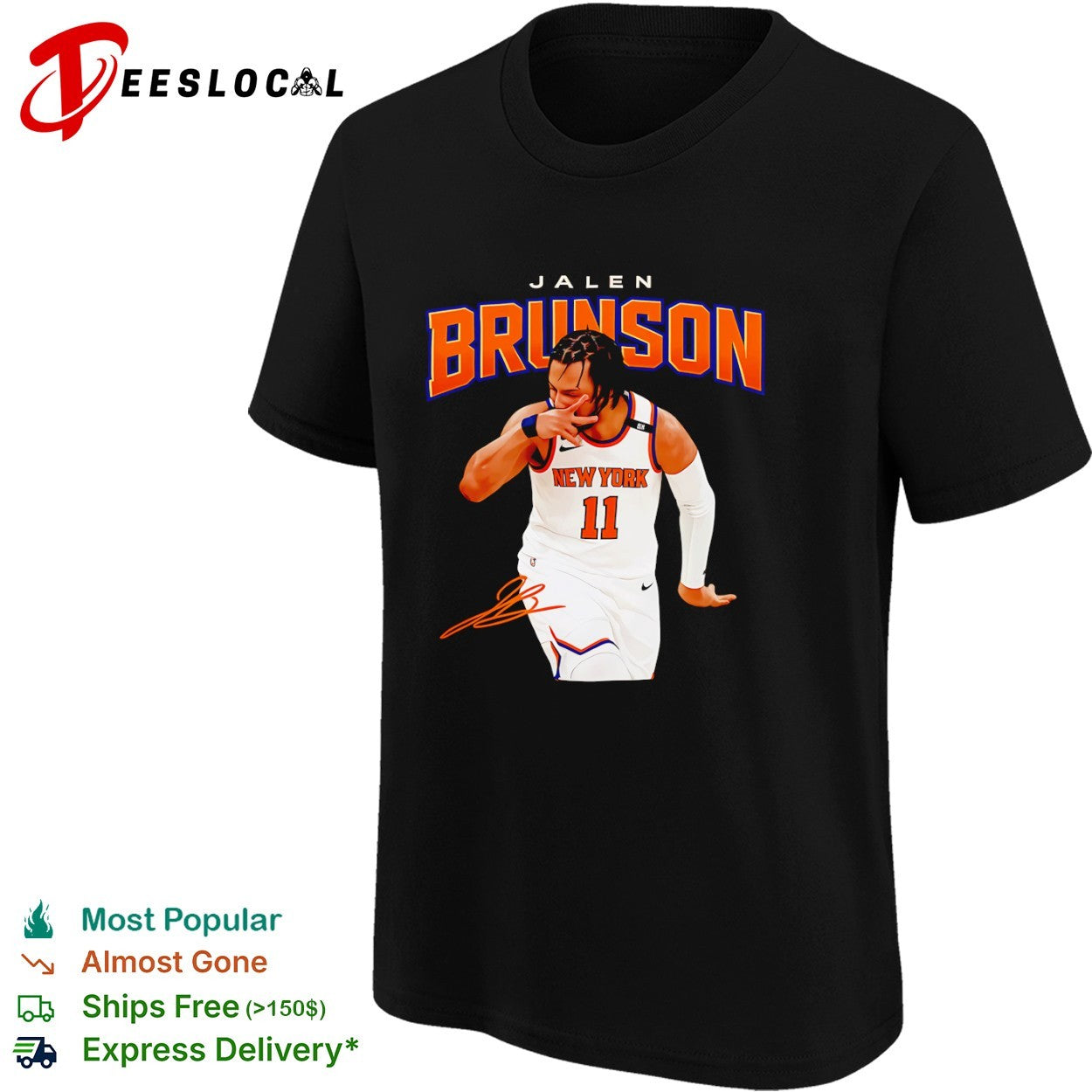 Jalen Brunson New York Knicks NBA Basketball Player Signature Art Graphic shirt
