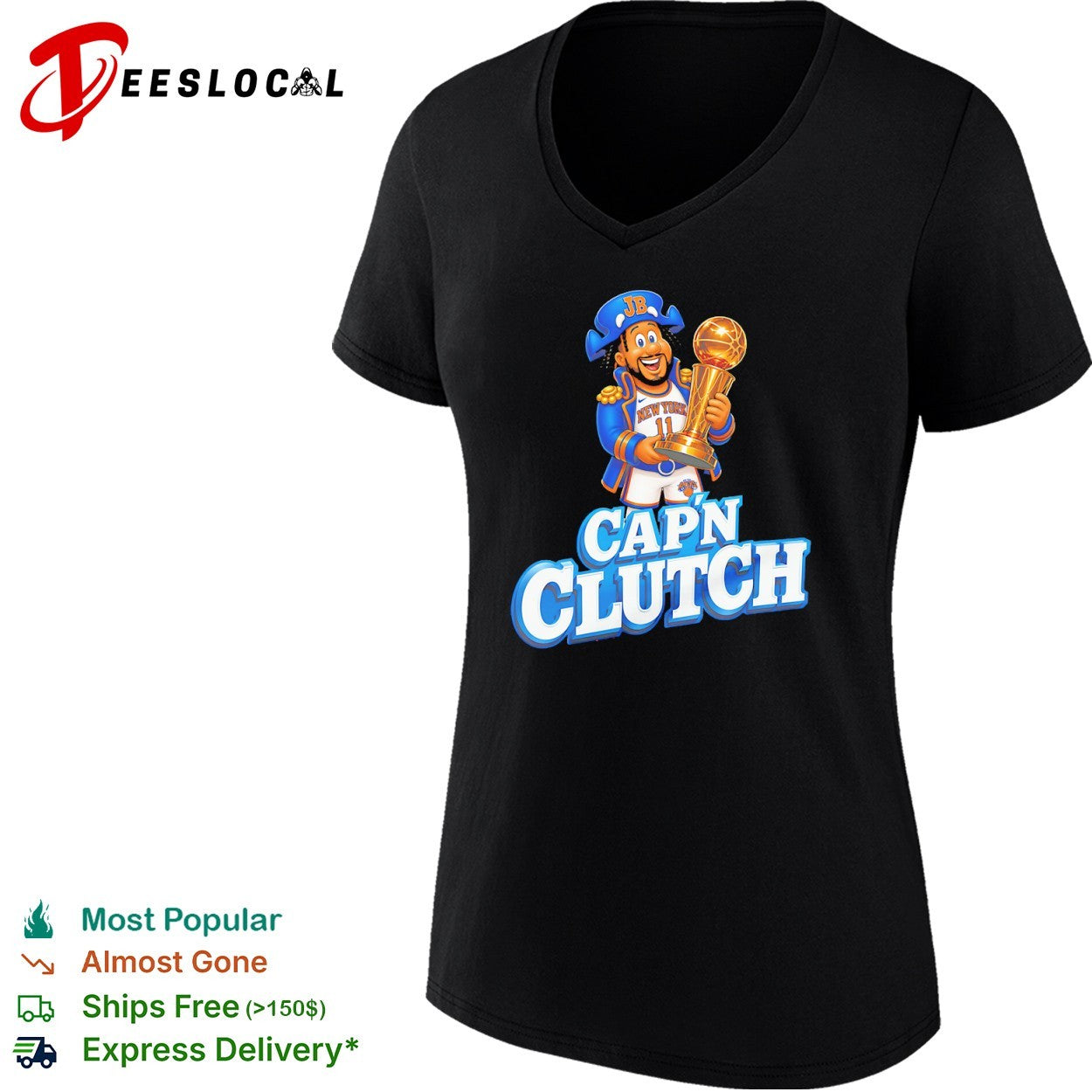 Jalen Brunson New York Knicks NBA Capn Clutch cereal mascot shirt
