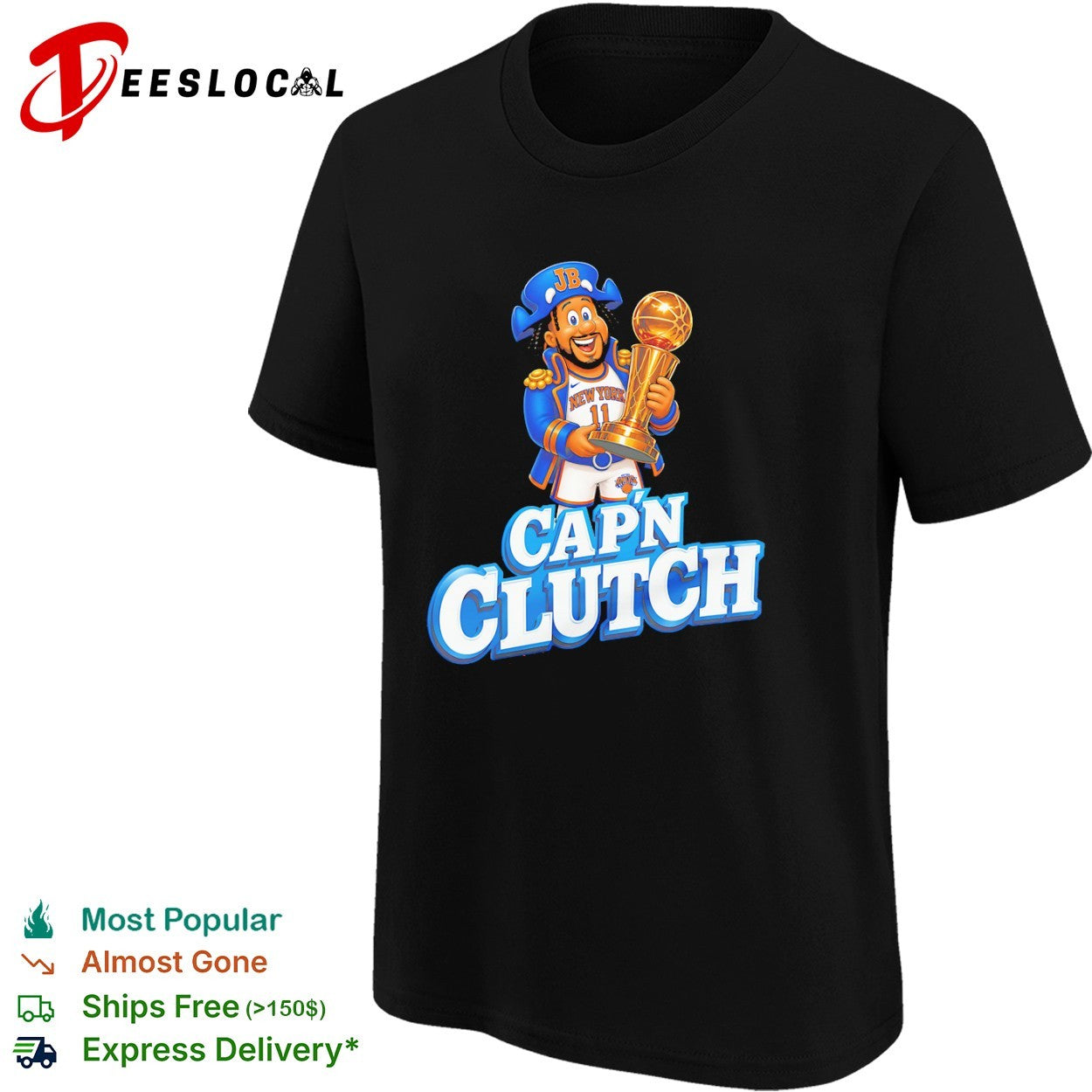 Jalen Brunson New York Knicks NBA Capn Clutch cereal mascot shirt