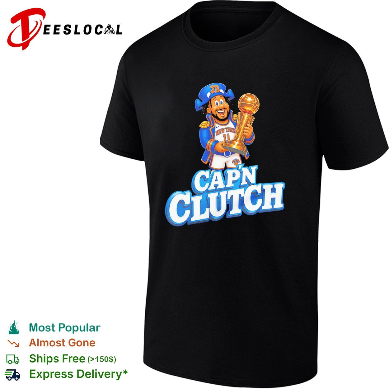 Jalen Brunson New York Knicks NBA Capn Clutch cereal mascot shirt