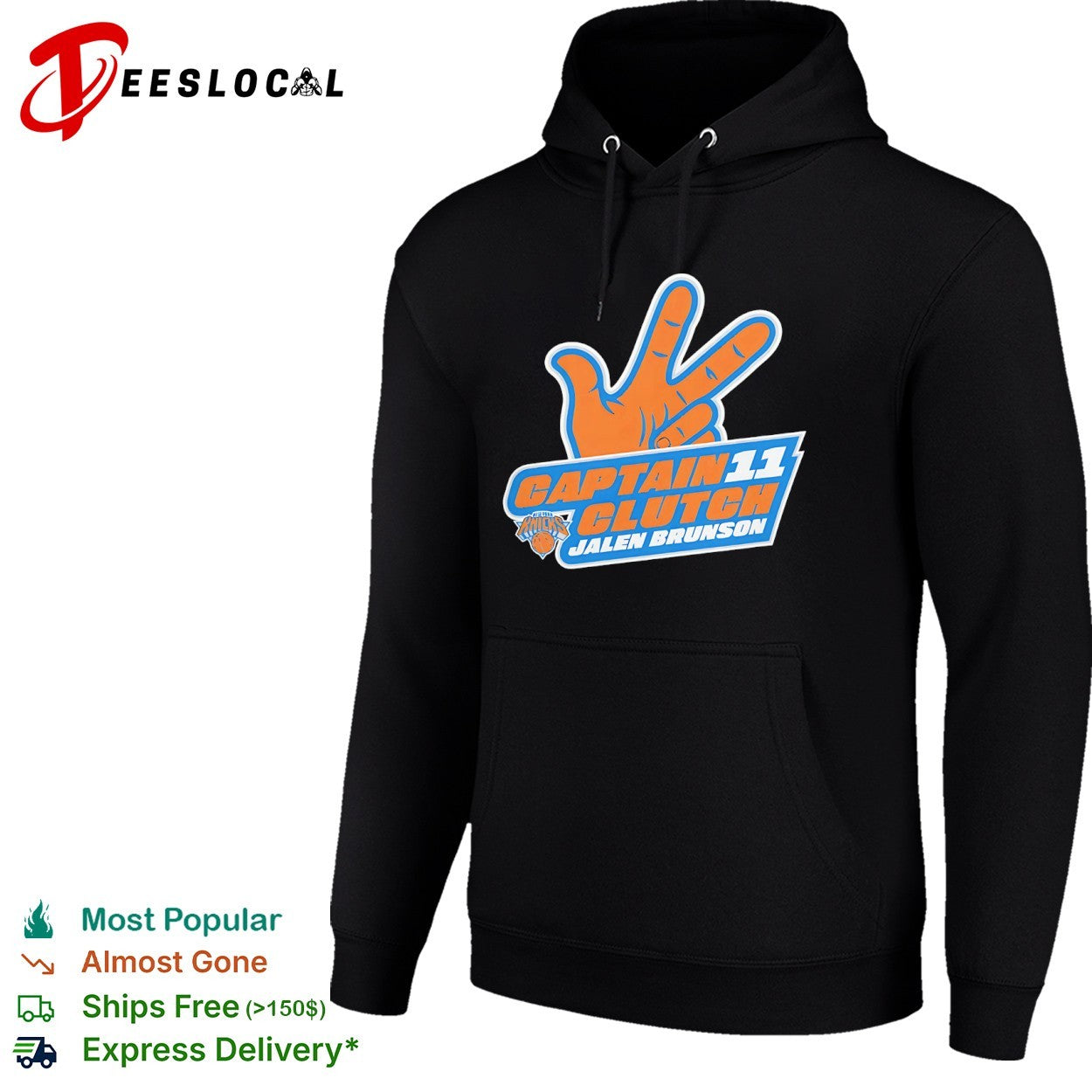 Jalen Brunson New York Knicks NBA Captain 11 Clutch three pointer finger shirt