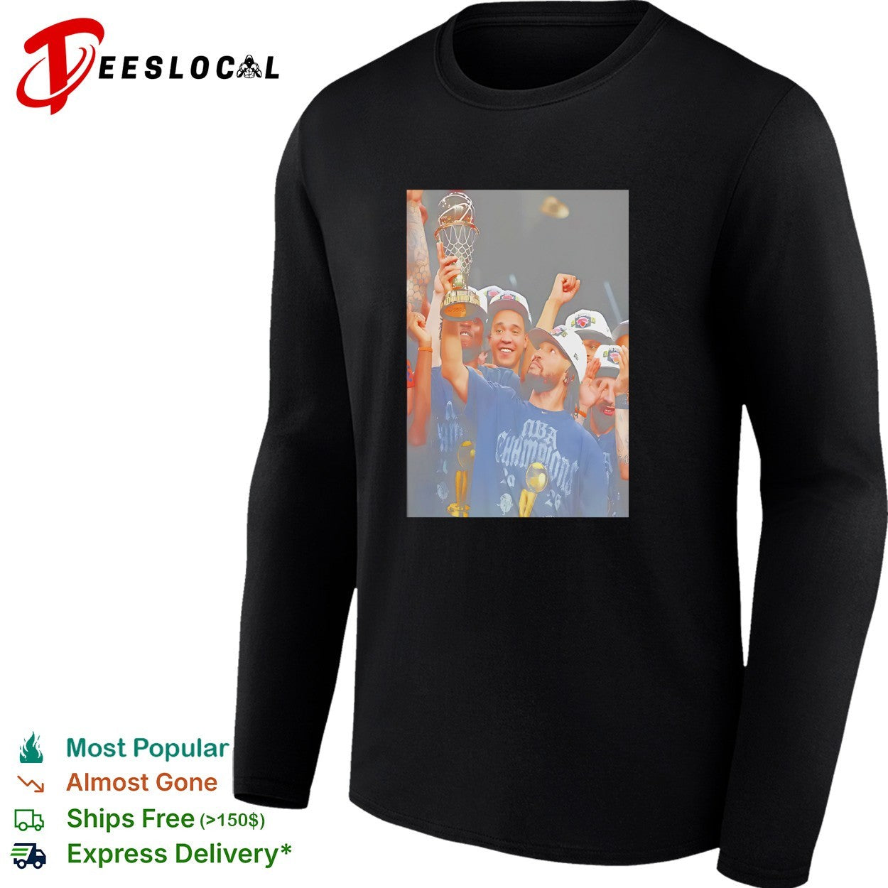 Jalen Brunson New York Knicks NBA Champions trophy celebration victory photo shirt