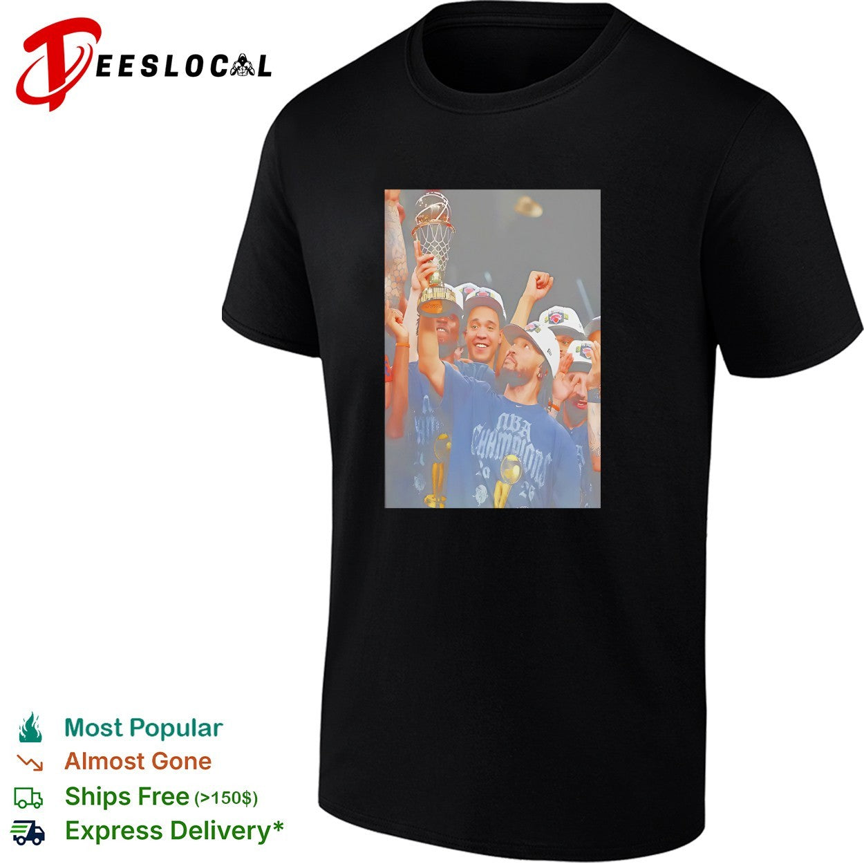 Jalen Brunson New York Knicks NBA Champions trophy celebration victory photo shirt