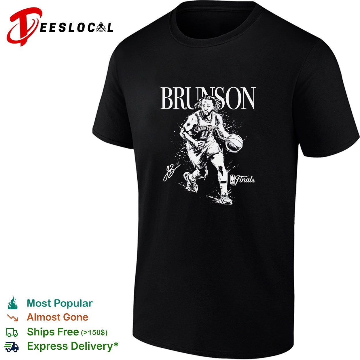 Jalen Brunson New York Knicks NBA Finals action portrait signature shirt