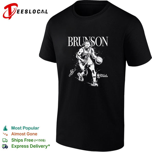 Jalen Brunson New York Knicks NBA Finals action portrait signature shirt