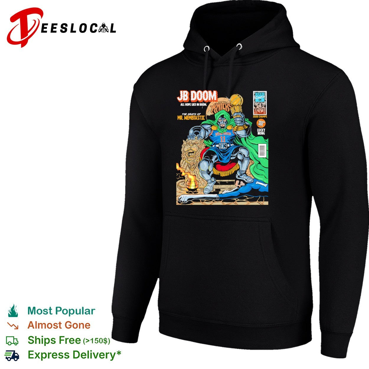 Jalen Brunson New York Knicks NBA JB Doom the Death of Mr Wembtastic 2026 Champions shirt