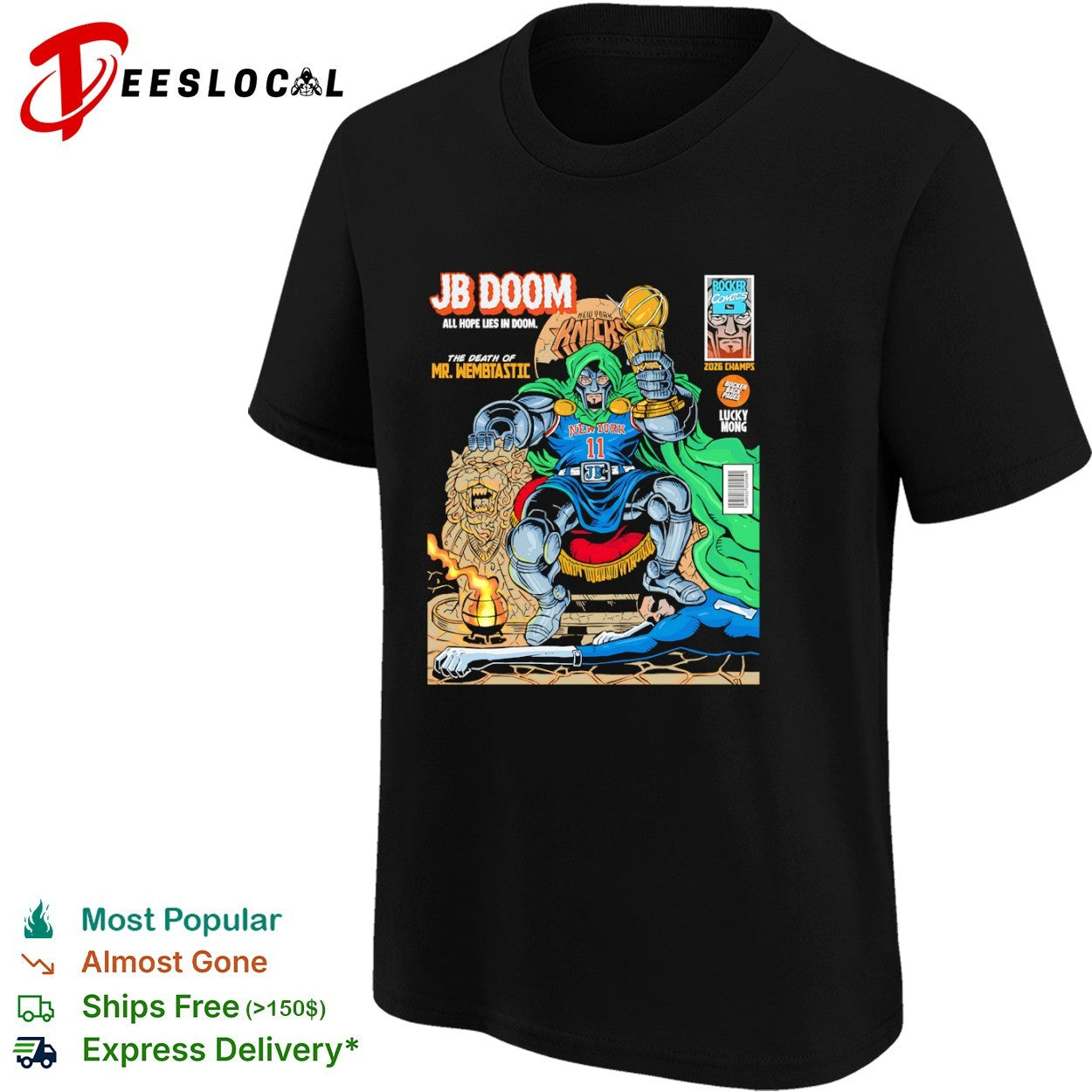 Jalen Brunson New York Knicks NBA JB Doom the Death of Mr Wembtastic 2026 Champions shirt