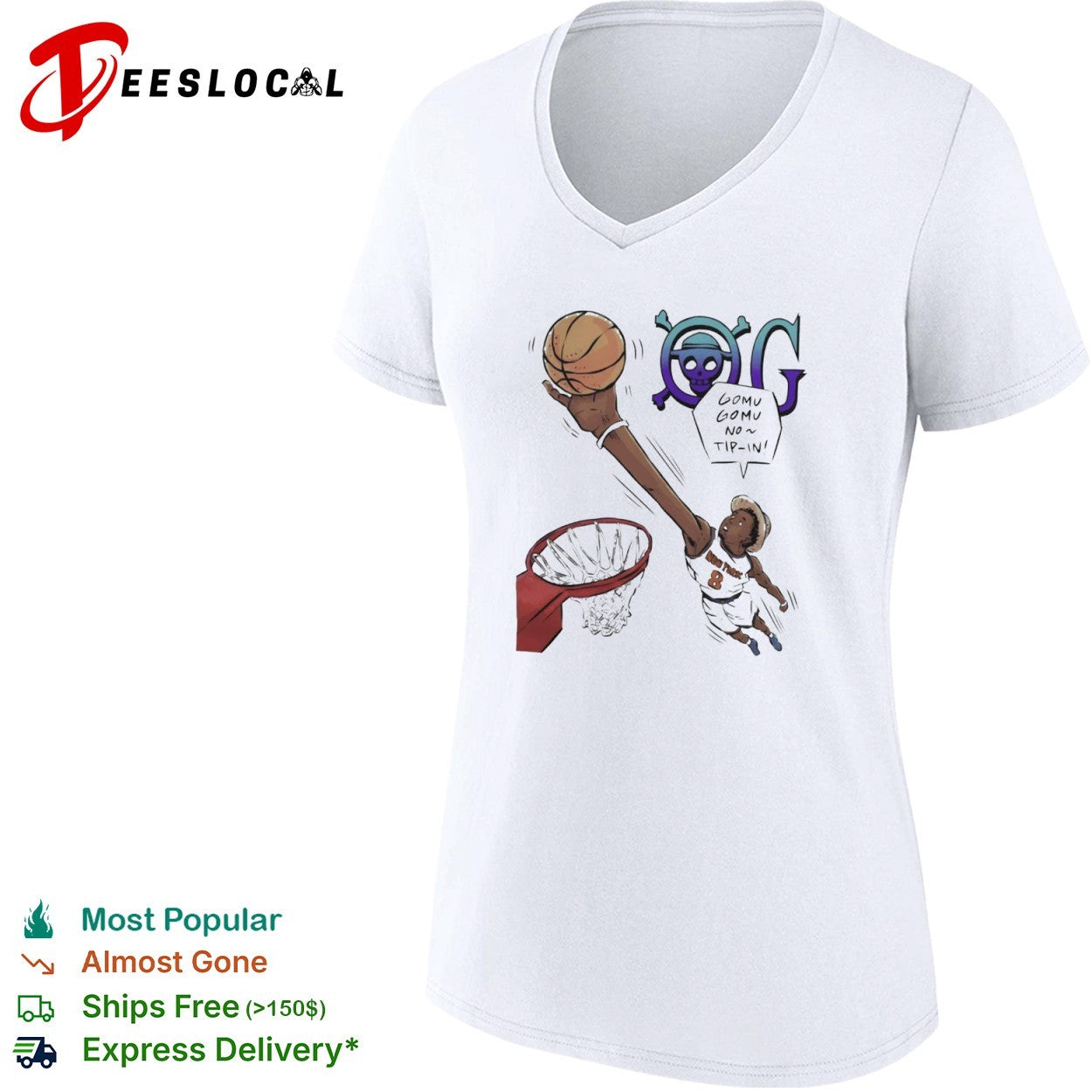 Jalen Brunson New York Knicks NBA One Piece Gomu Gomu no Tip In shirt