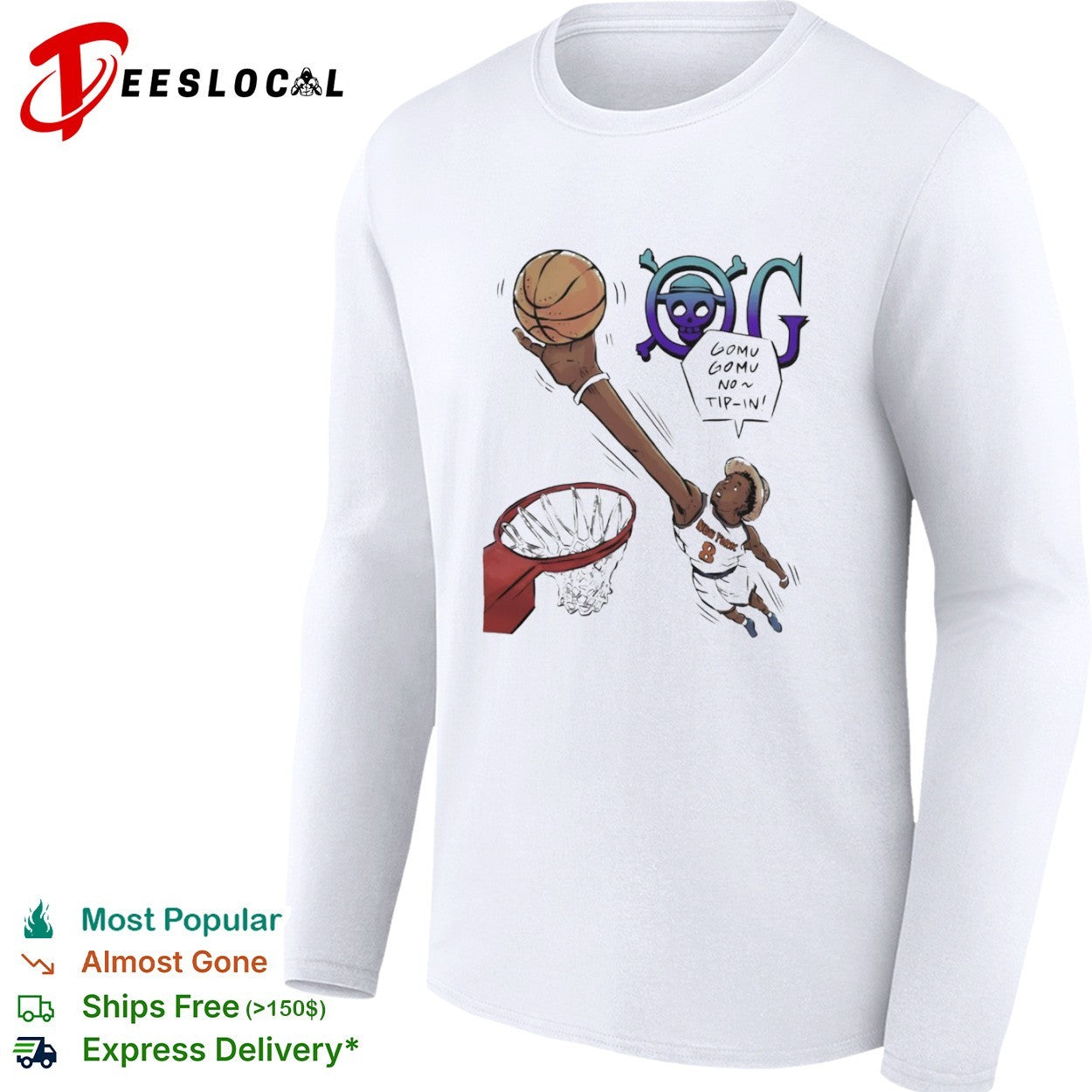 Jalen Brunson New York Knicks NBA One Piece Gomu Gomu no Tip In shirt