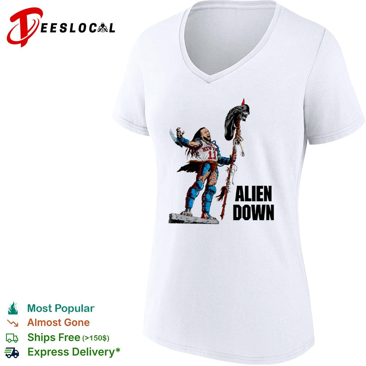 Jalen Brunson New York Knicks NBA Predator Alien Down parody shirt