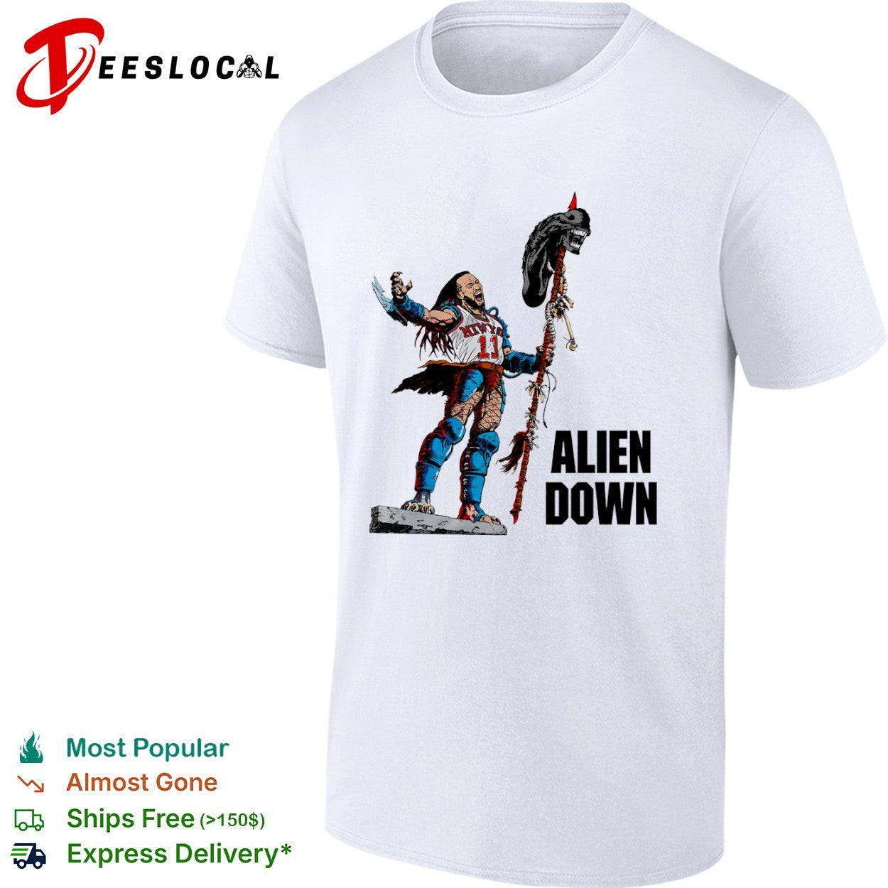 Jalen Brunson New York Knicks NBA Predator Alien Down parody shirt
