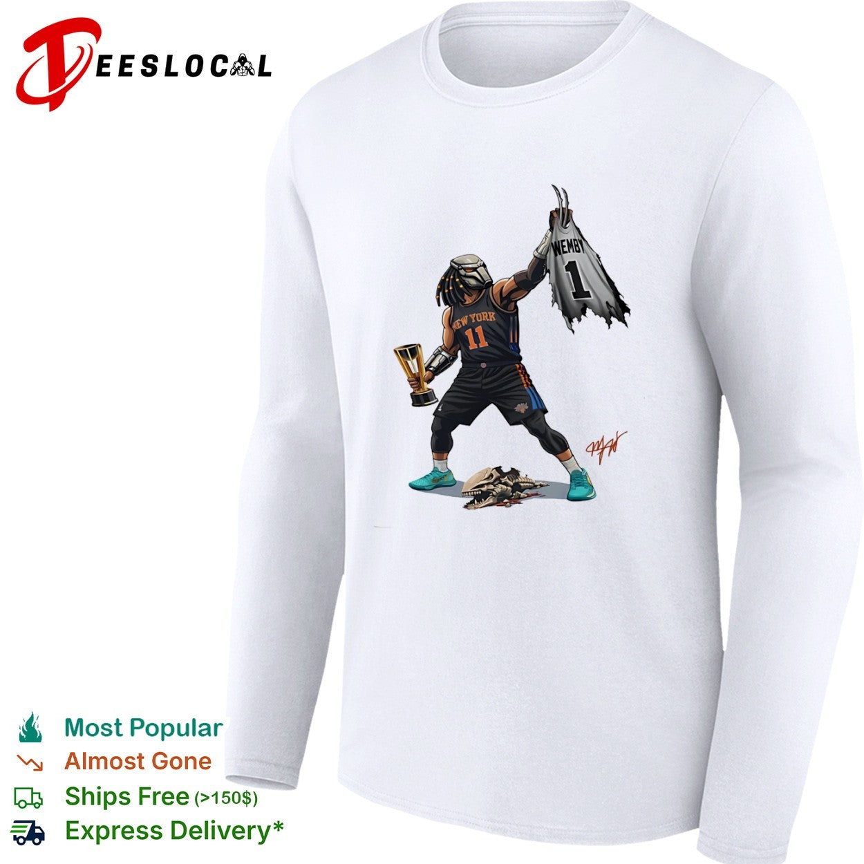 Jalen Brunson New York Knicks NBA Predator Victor Wembanyama parody concept shirt