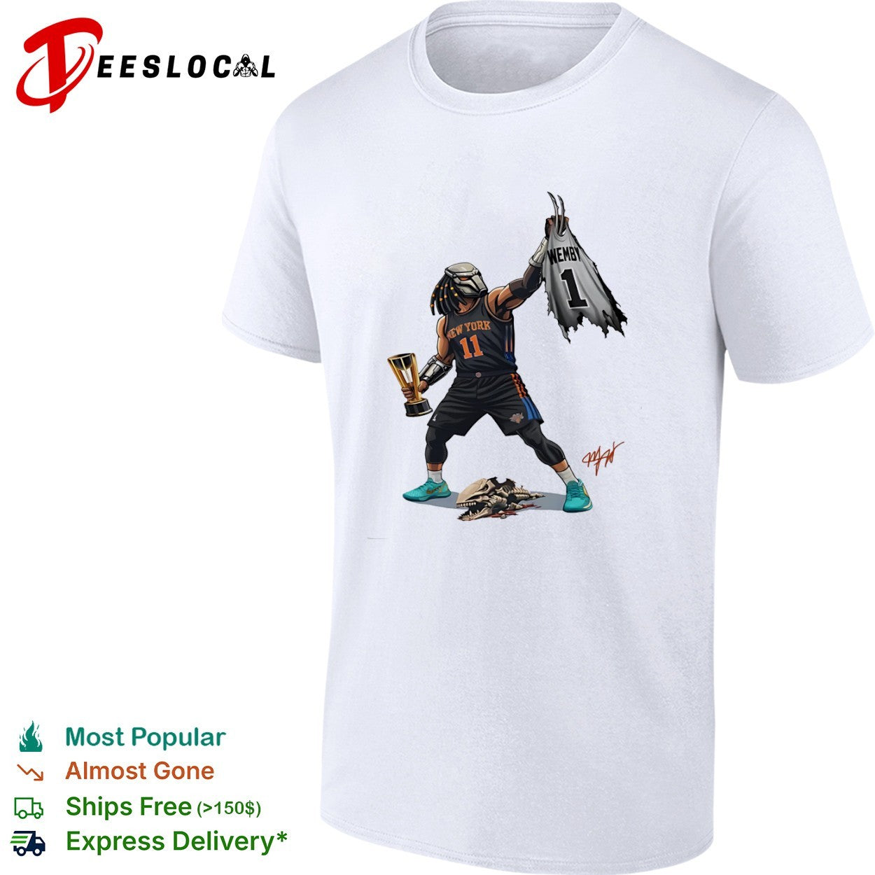 Jalen Brunson New York Knicks NBA Predator Victor Wembanyama parody concept shirt
