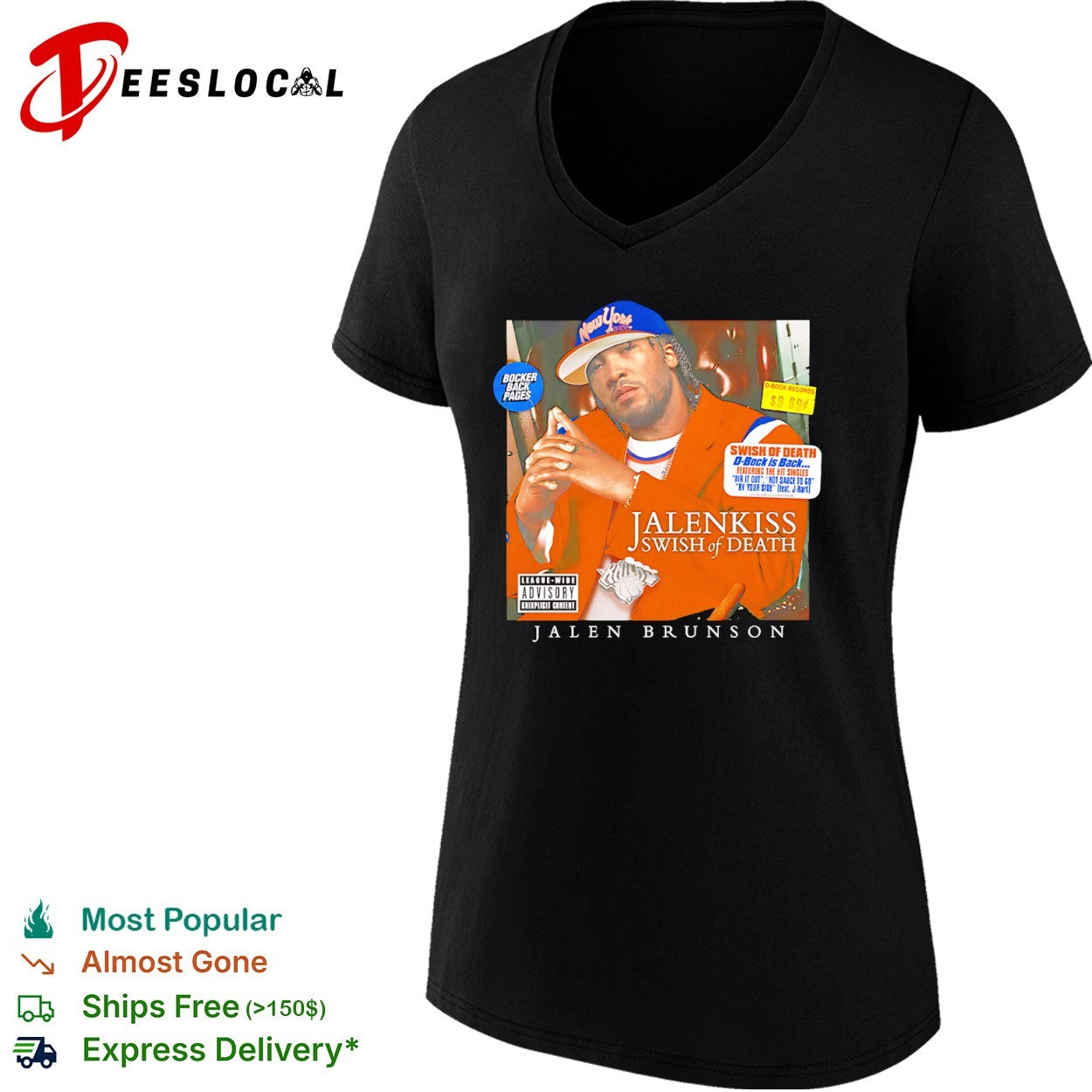 Jalen Brunson New York Knicks NBA Swish of Death Jalenkiss Bocker Back Pages shirt