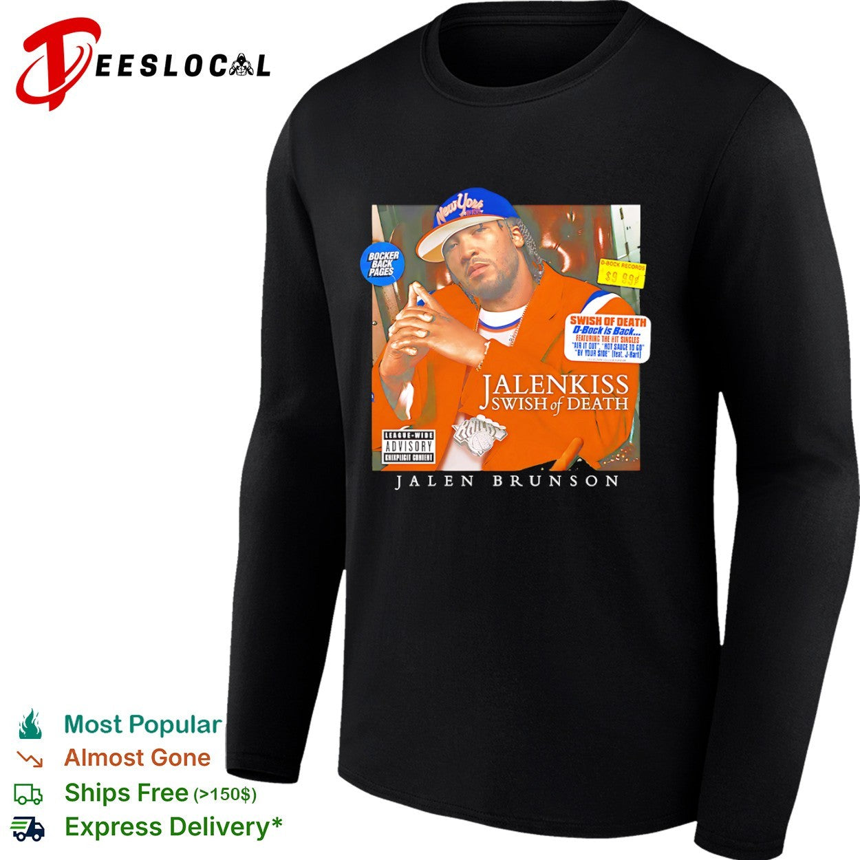 Jalen Brunson New York Knicks NBA Swish of Death Jalenkiss Bocker Back Pages shirt