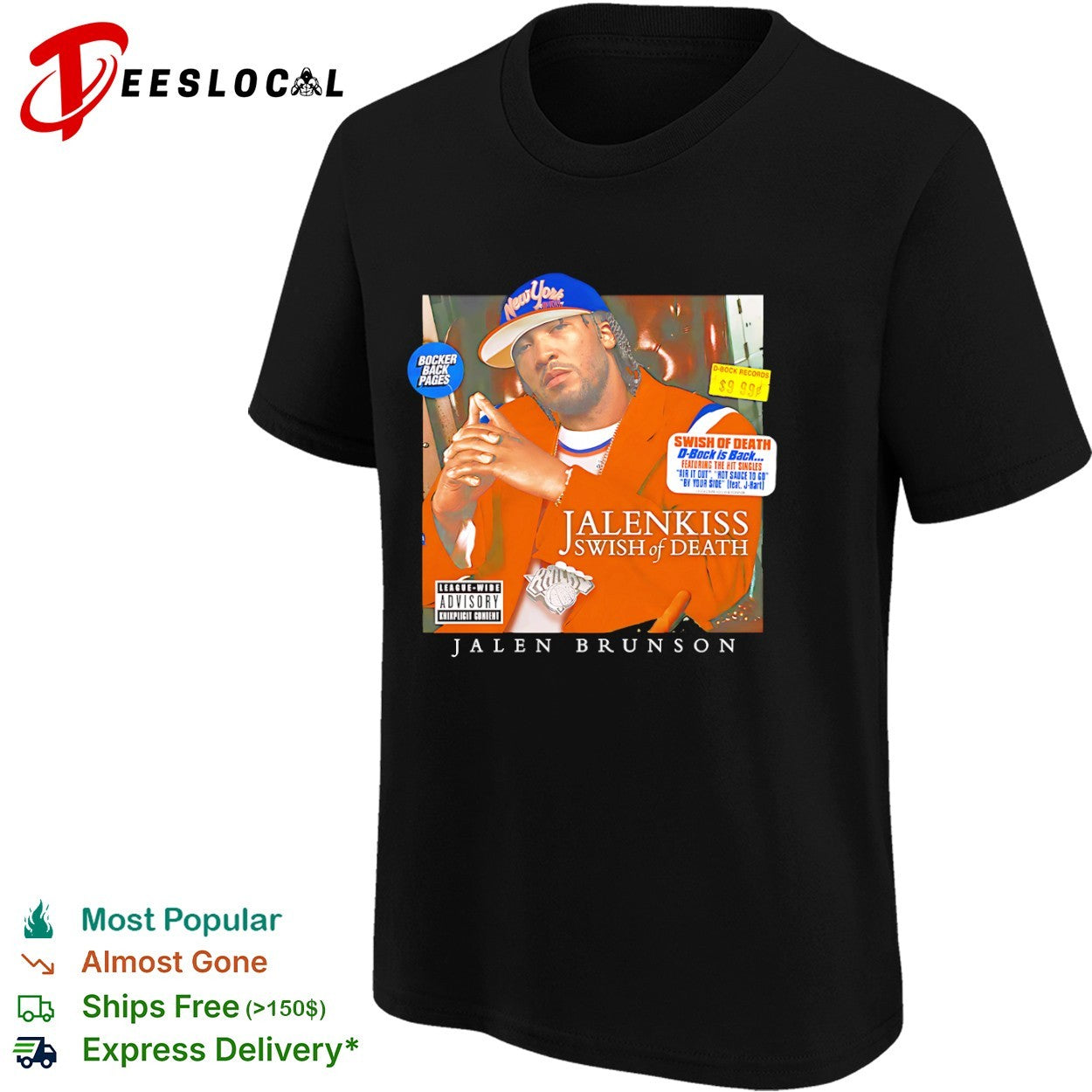Jalen Brunson New York Knicks NBA Swish of Death Jalenkiss Bocker Back Pages shirt