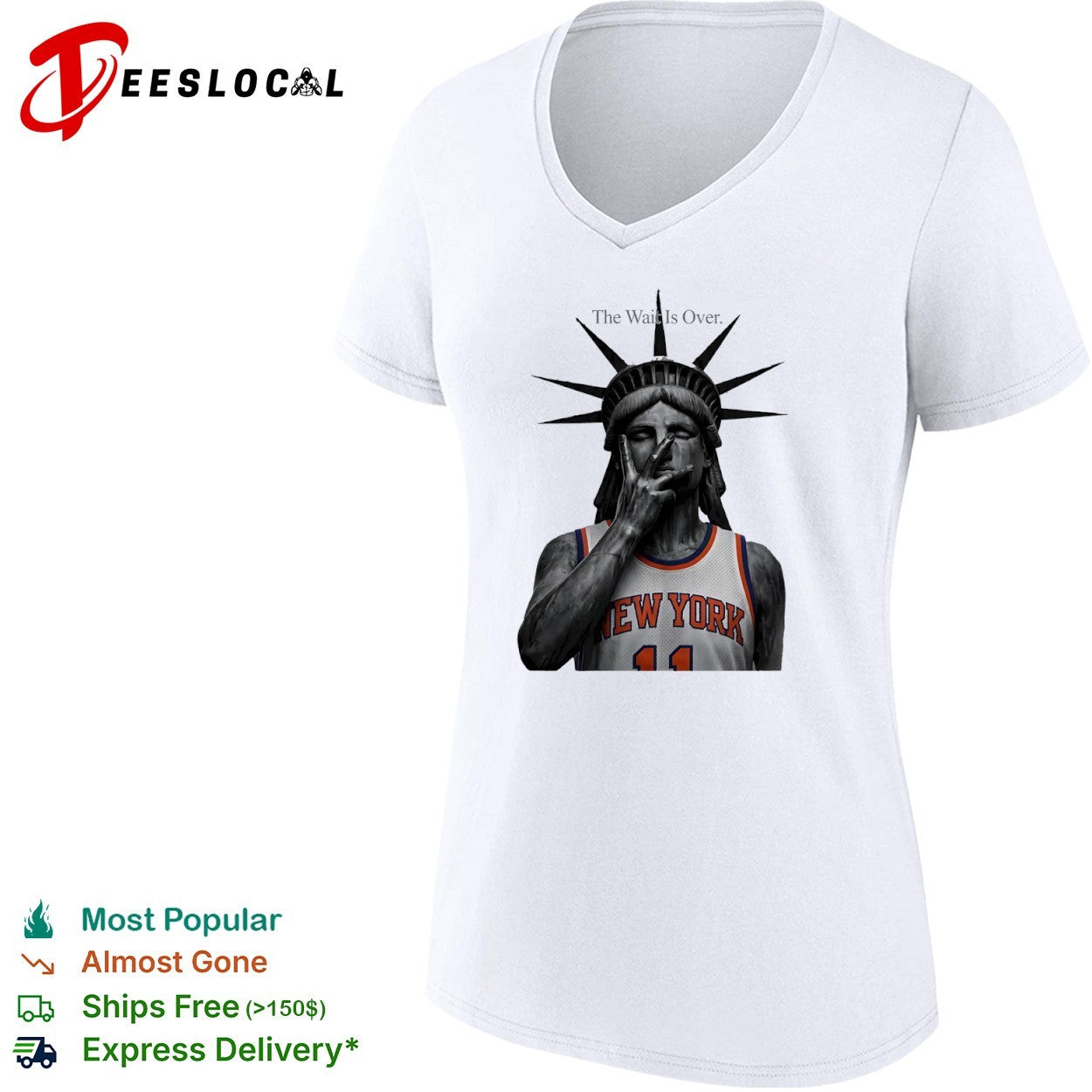 Jalen Brunson New York Knicks NBA The Wait Is Over Statue of Liberty parody shirt
