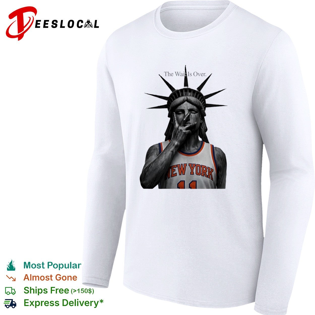 Jalen Brunson New York Knicks NBA The Wait Is Over Statue of Liberty parody shirt