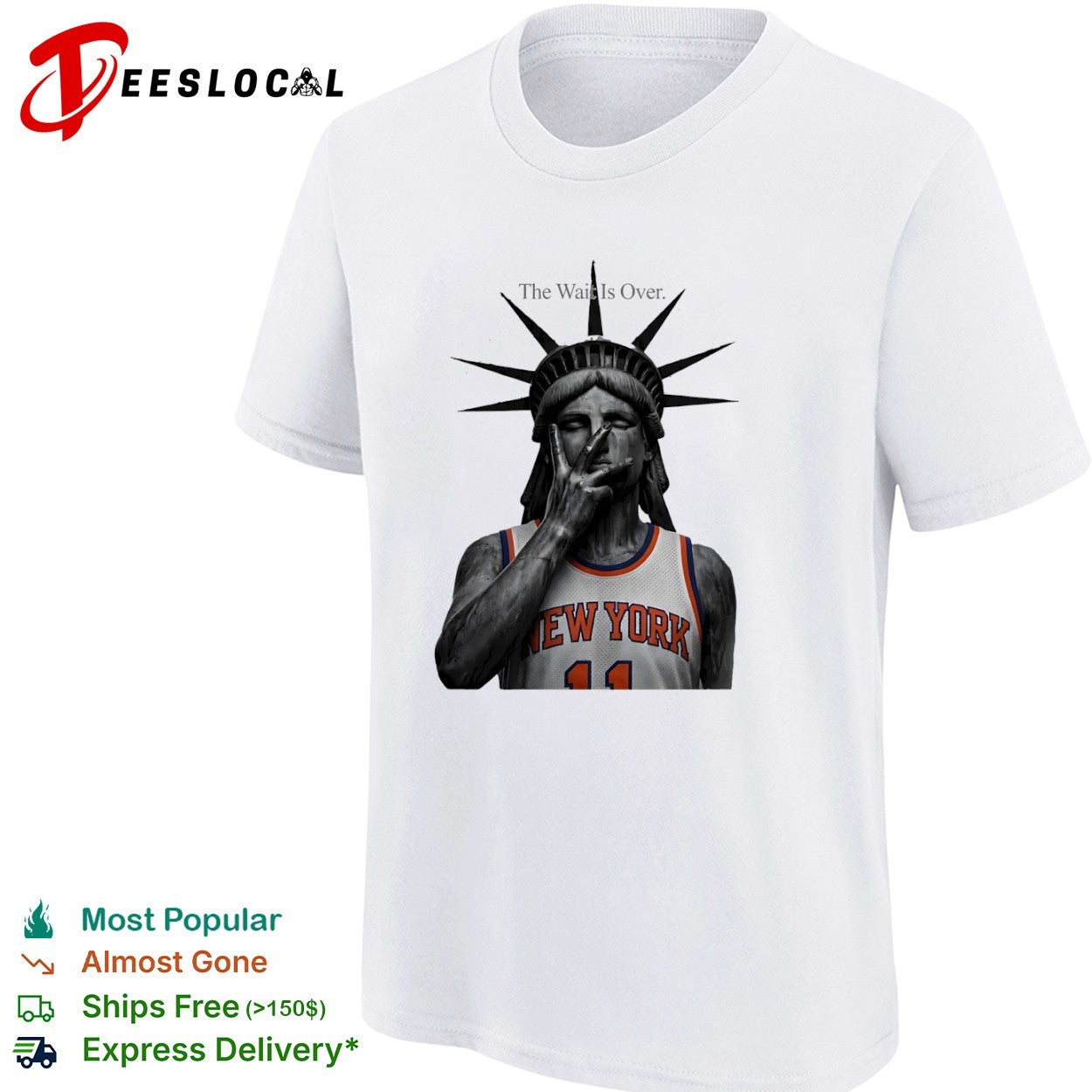 Jalen Brunson New York Knicks NBA The Wait Is Over Statue of Liberty parody shirt