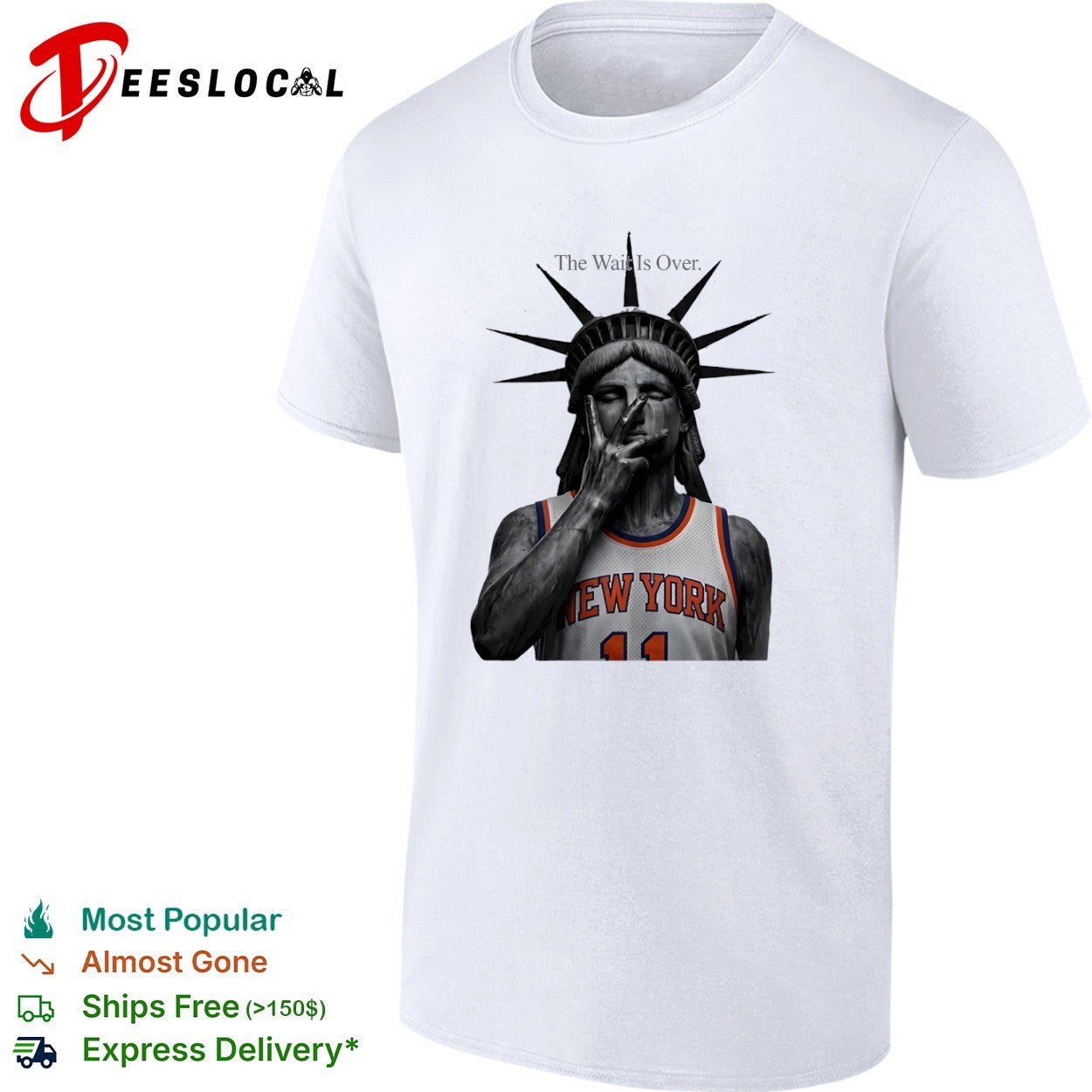 Jalen Brunson New York Knicks NBA The Wait Is Over Statue of Liberty parody shirt