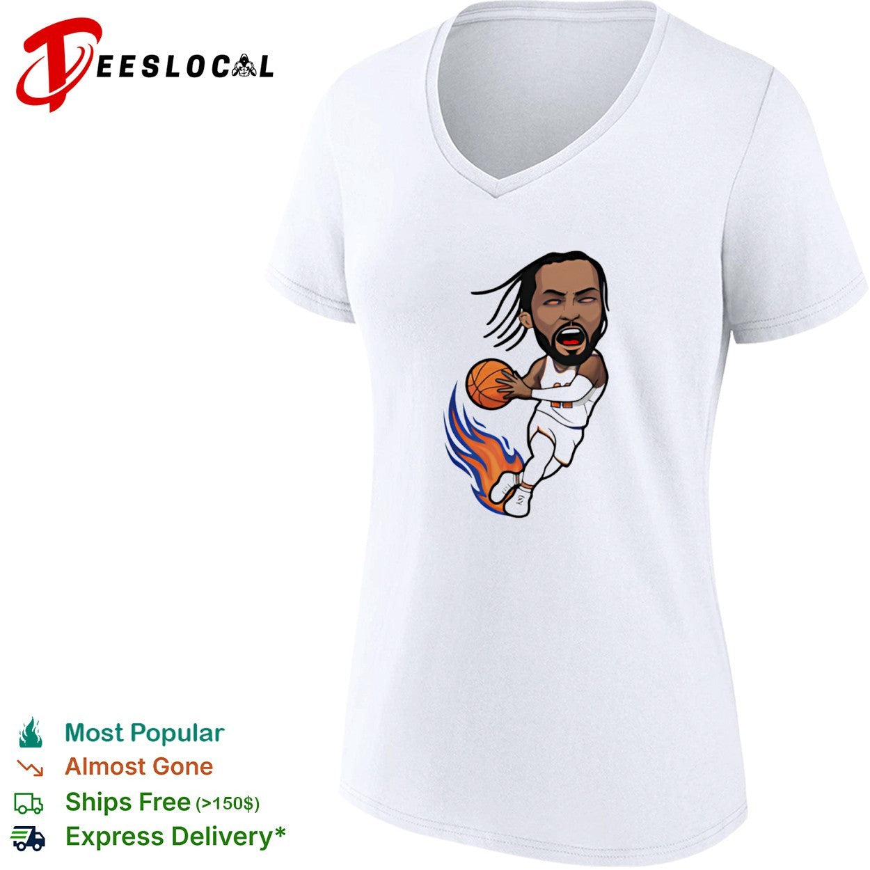 Jalen Brunson New York Knicks NBA caricature fire ball shirt