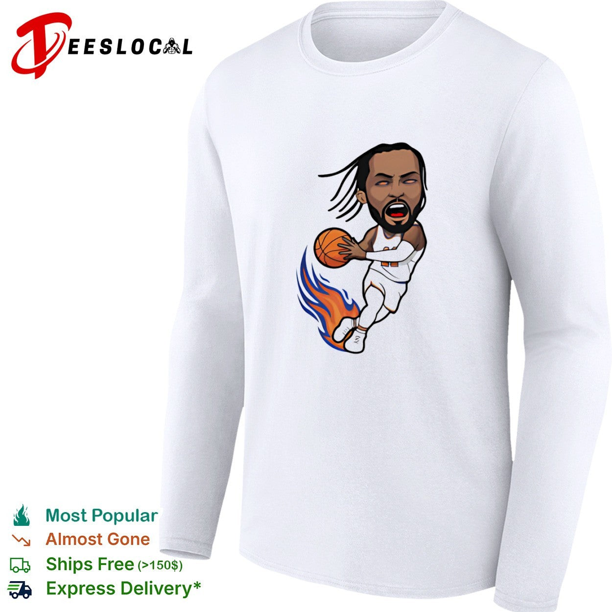 Jalen Brunson New York Knicks NBA caricature fire ball shirt