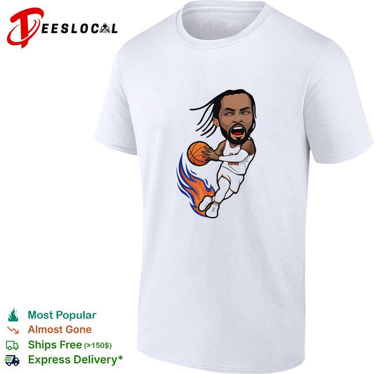 Jalen Brunson New York Knicks NBA caricature fire ball shirt