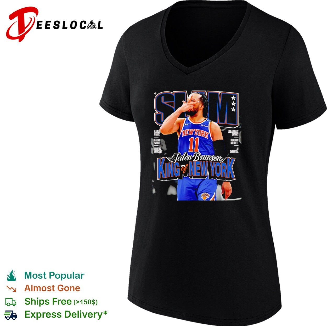 Jalen Brunson New York Knicks SLAM King of New York Caitlin Clark Dallas Wings shirt