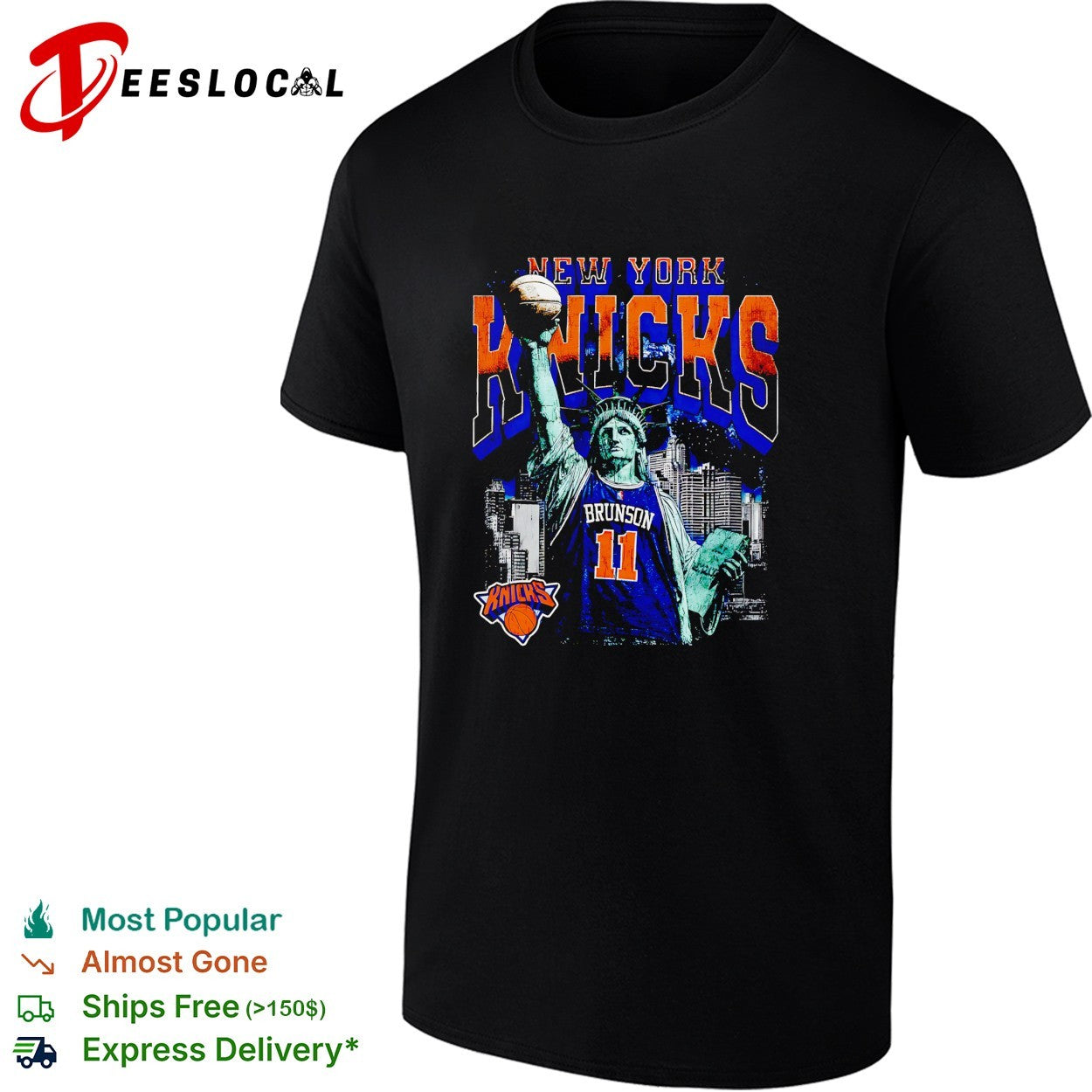 Jalen Brunson New York Knicks Statue of Liberty number 11 skyline shirt