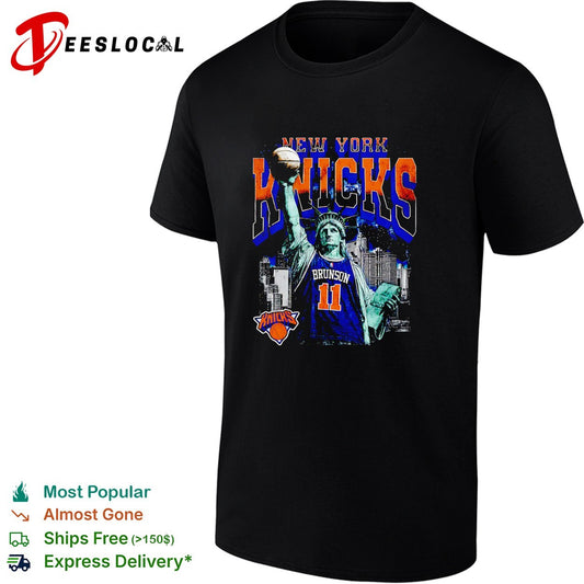 Jalen Brunson New York Knicks Statue of Liberty number 11 skyline shirt