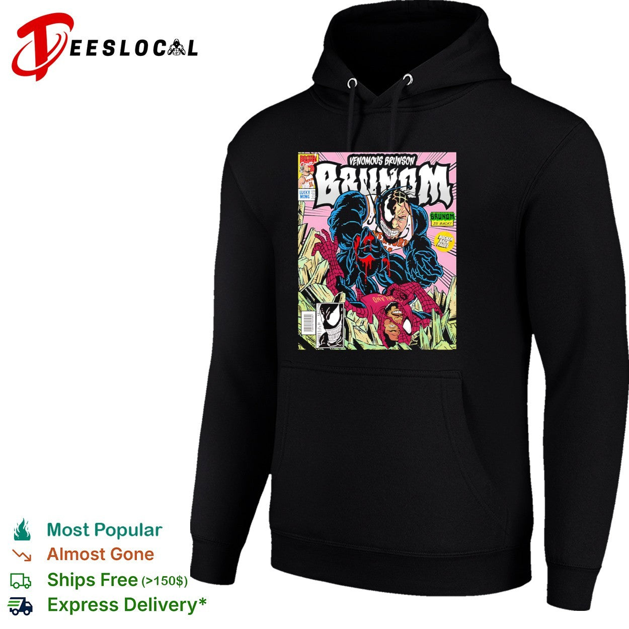 Jalen Brunson New York Knicks Venom Marvel Parody Brunom is back Bocker Comics shirt