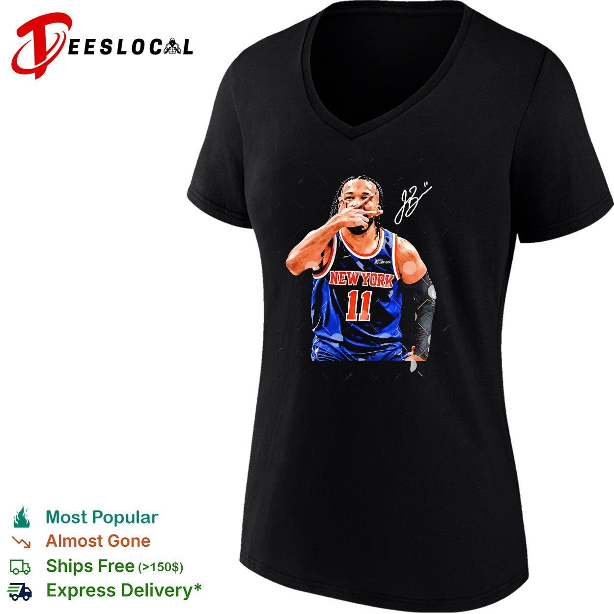 Jalen Brunson New York Knicks number 11 fist bump portrait shirt