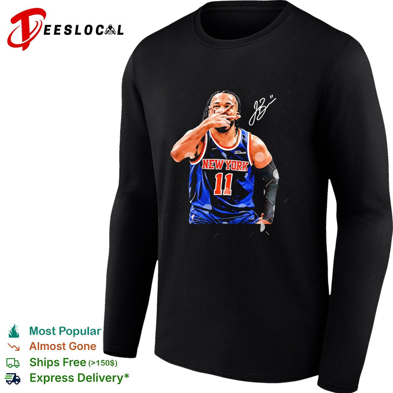 Jalen Brunson New York Knicks number 11 fist bump portrait shirt