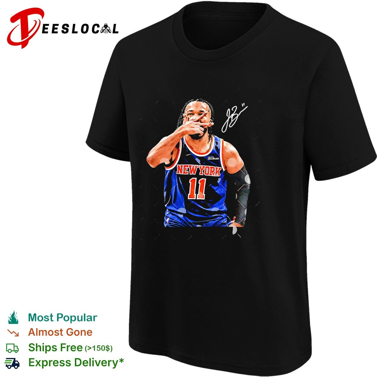 Jalen Brunson New York Knicks number 11 fist bump portrait shirt