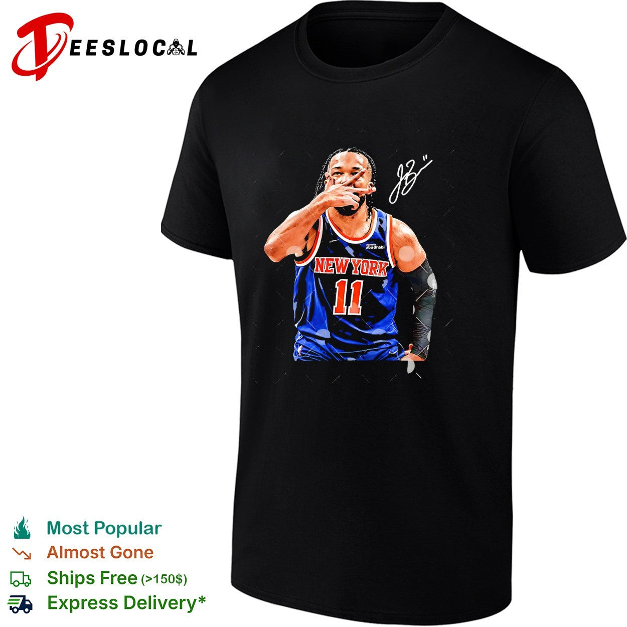 Jalen Brunson New York Knicks number 11 fist bump portrait shirt