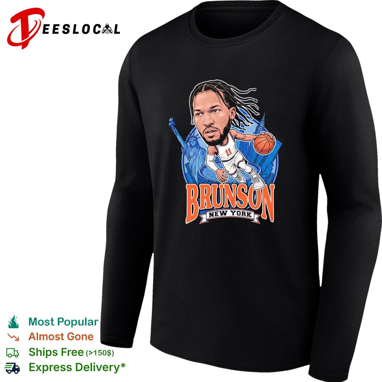 Jalen Brunson New York Knicks player illustration team banner shirt