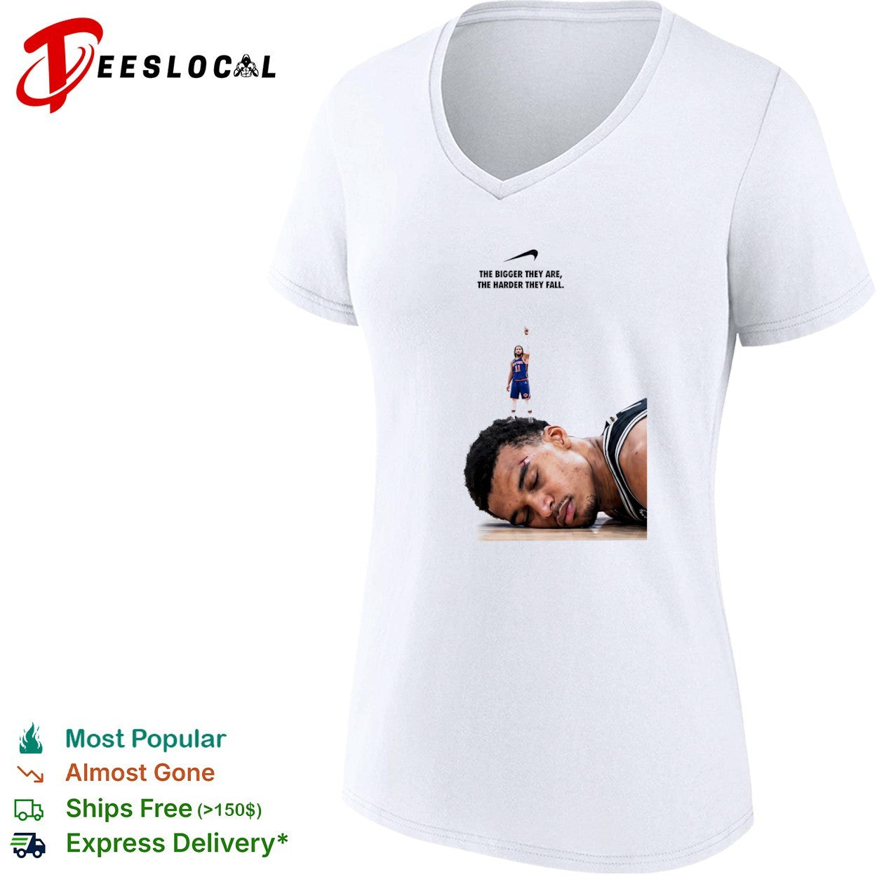 Jalen Brunson New York Knicks the bigger they are the harder they fall Victor Wembanyama shirt