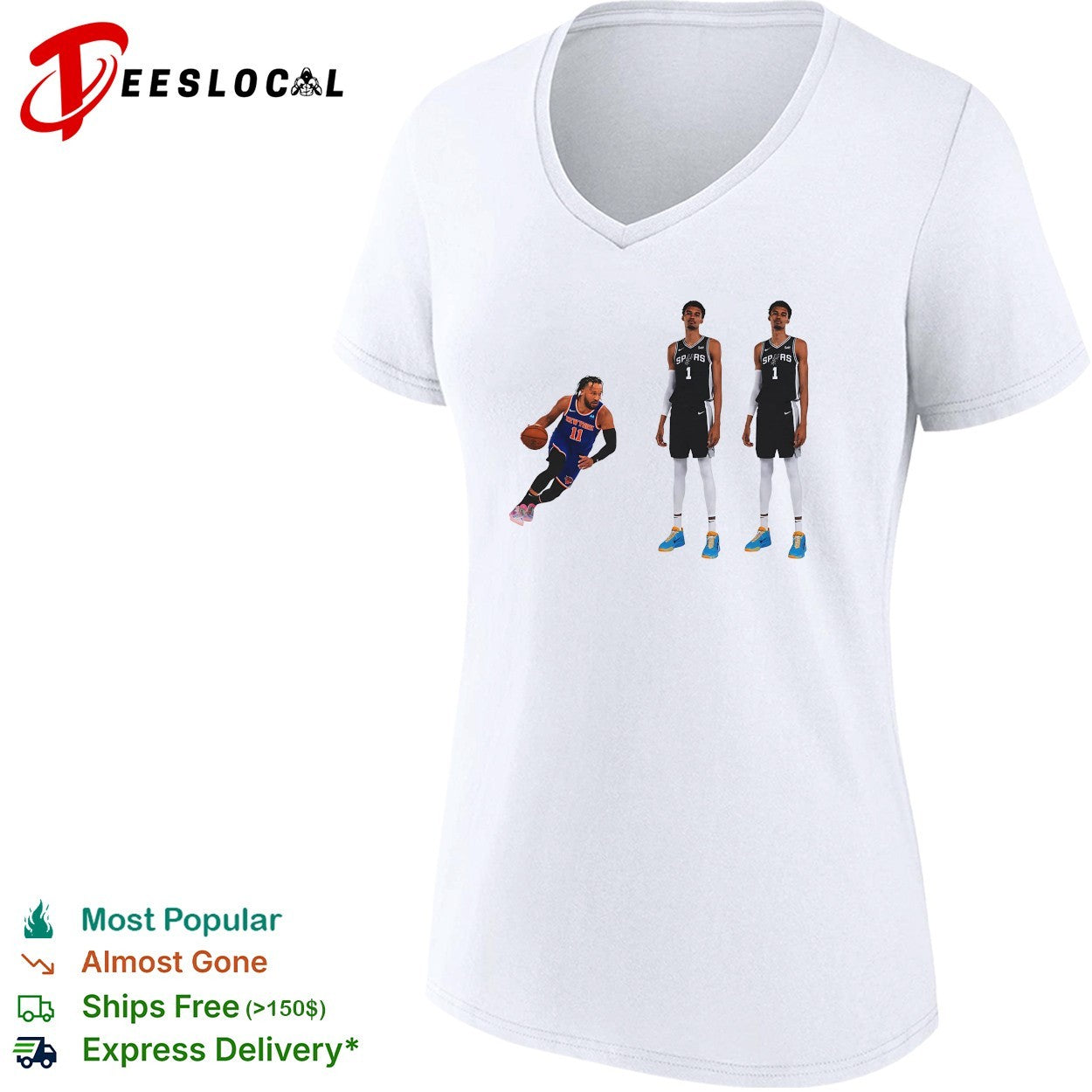 Jalen Brunson New York Knicks vs Victor Wembanyama San Antonio Spurs comparison shirt