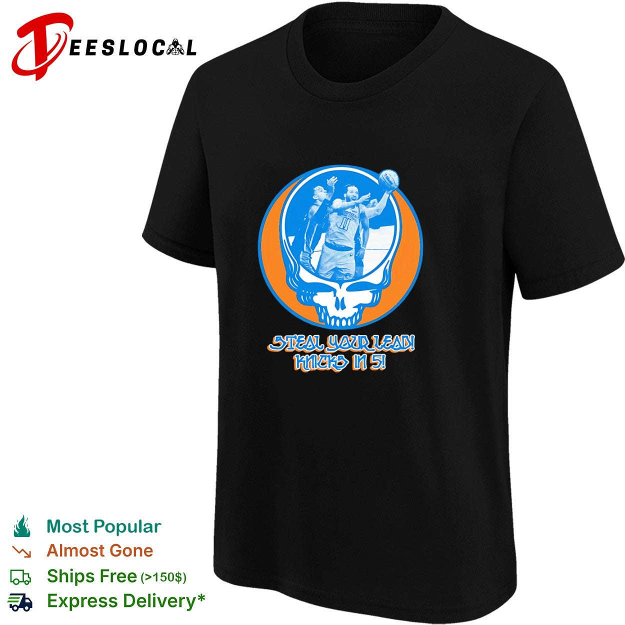 Jalen Brunson New York Knicks x Grateful Dead NBA Steal Your Lead Knicks in 5 shirt