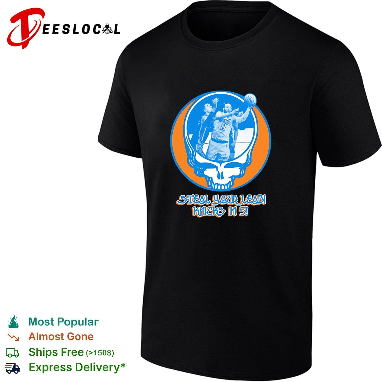 Jalen Brunson New York Knicks x Grateful Dead NBA Steal Your Lead Knicks in 5 shirt