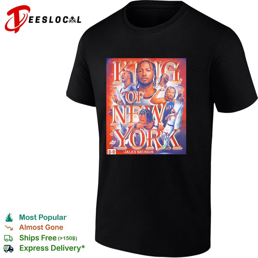 Jalen Brunson king of New York bold basketball poster portrait collage art shirt