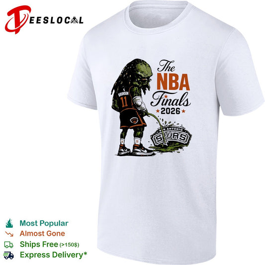 Jalen Brunson monster New York Knicks alien peeing the NBA Finals 2026 San Antonio Spurs 11 shirt