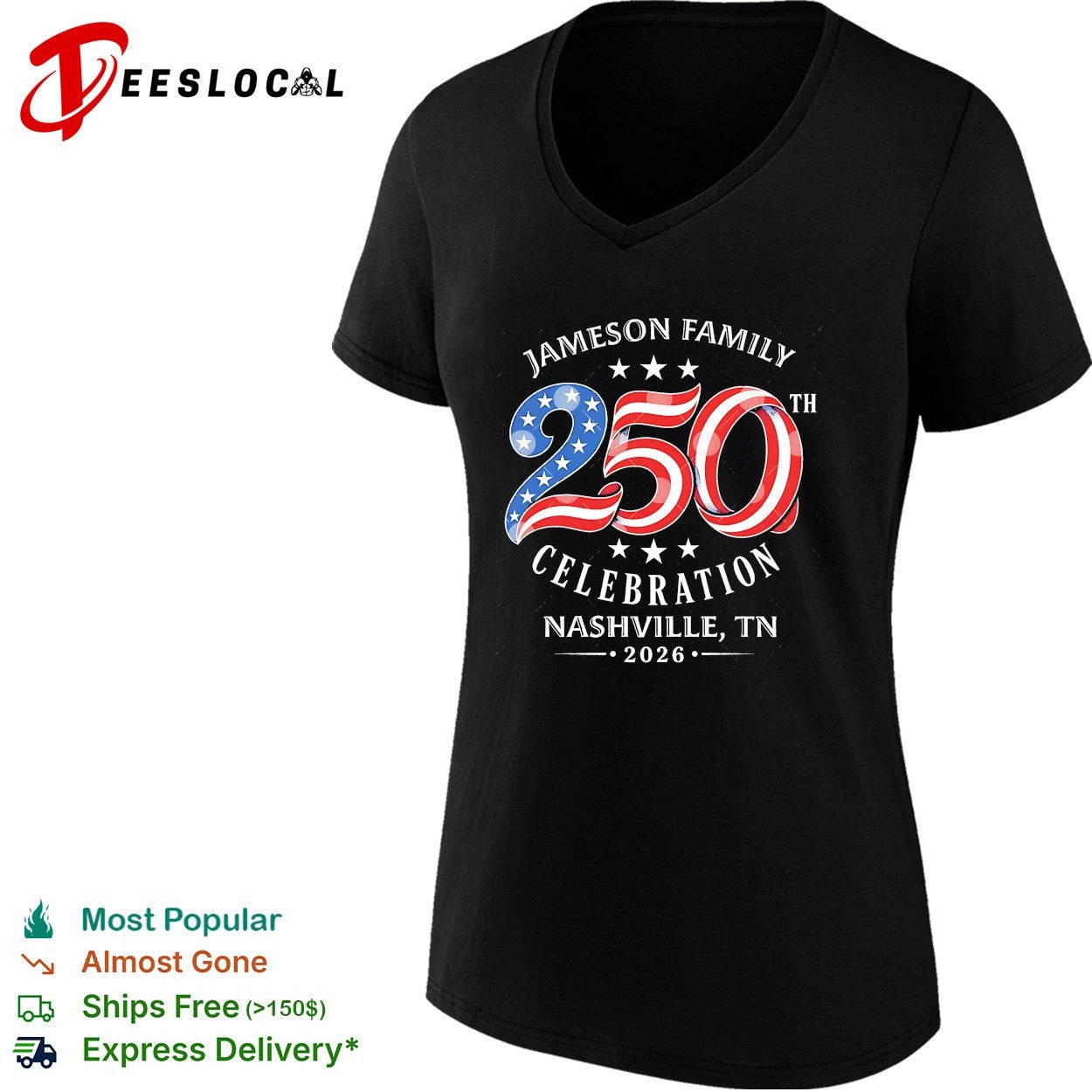 Jameson family 250th celebration Nashville TN 2026 patriotic shirt