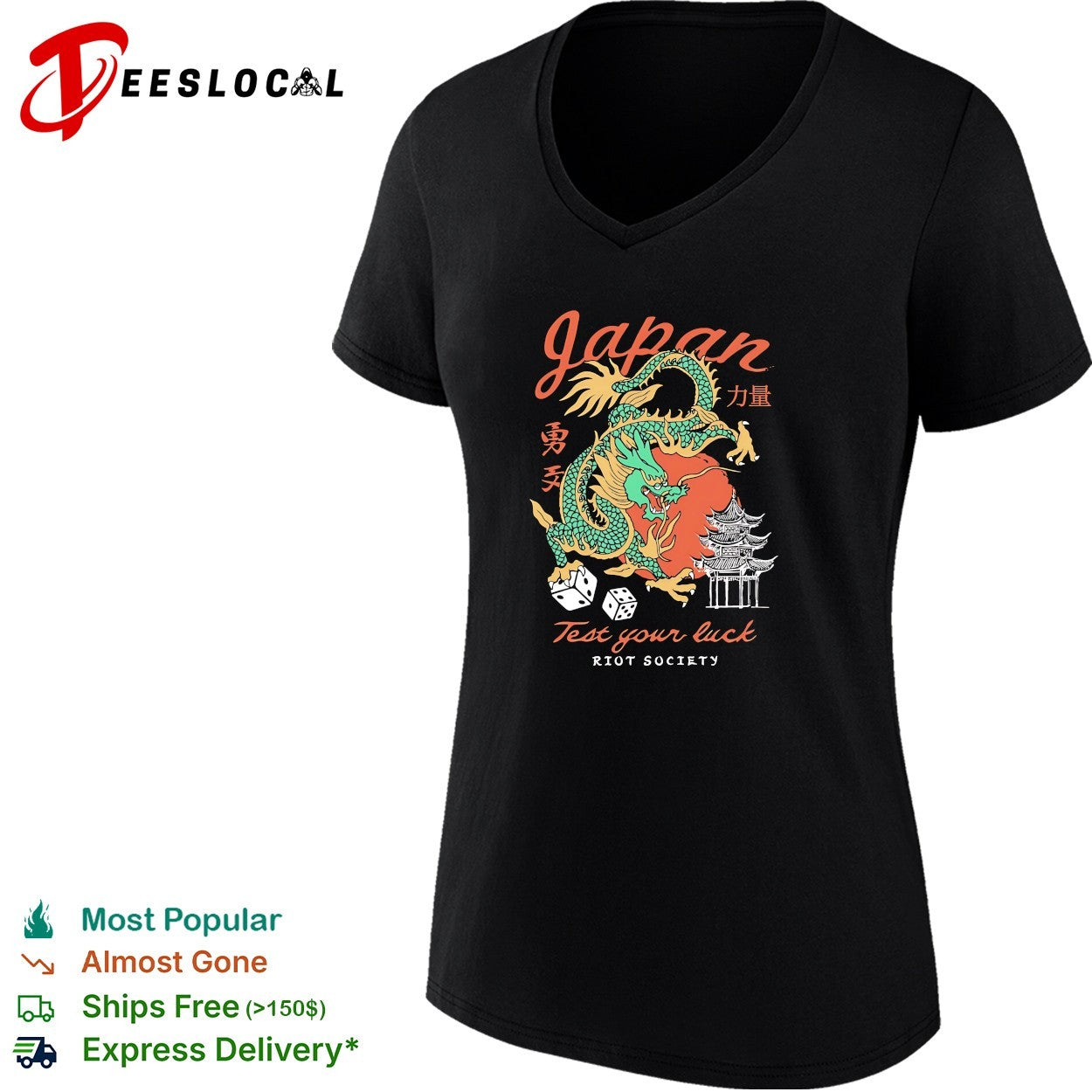 Japan dragon test your luck dice pagoda art shirt