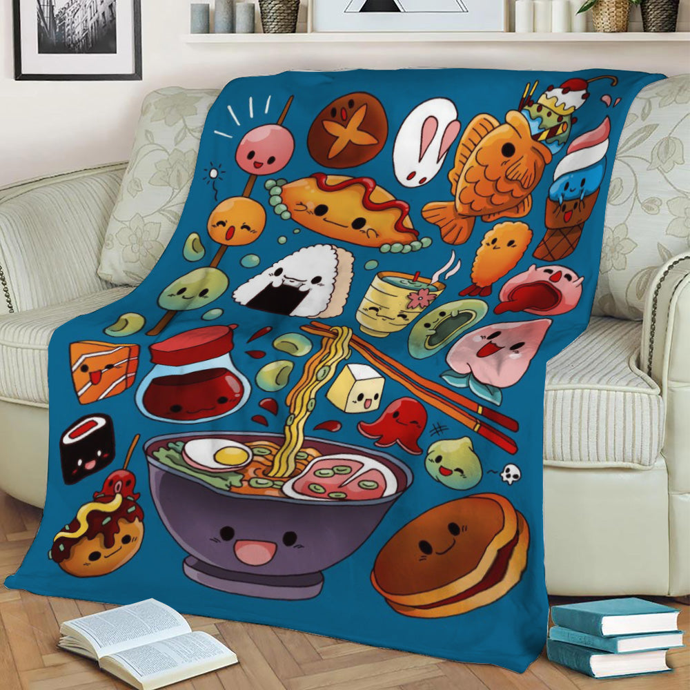 Japan Food Fleece Throw Blanket