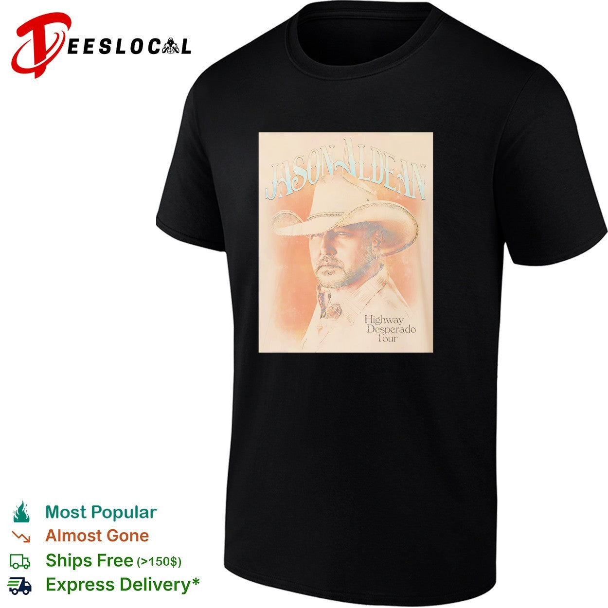 Jason Aldean Highway Desperado Tour portrait shirt