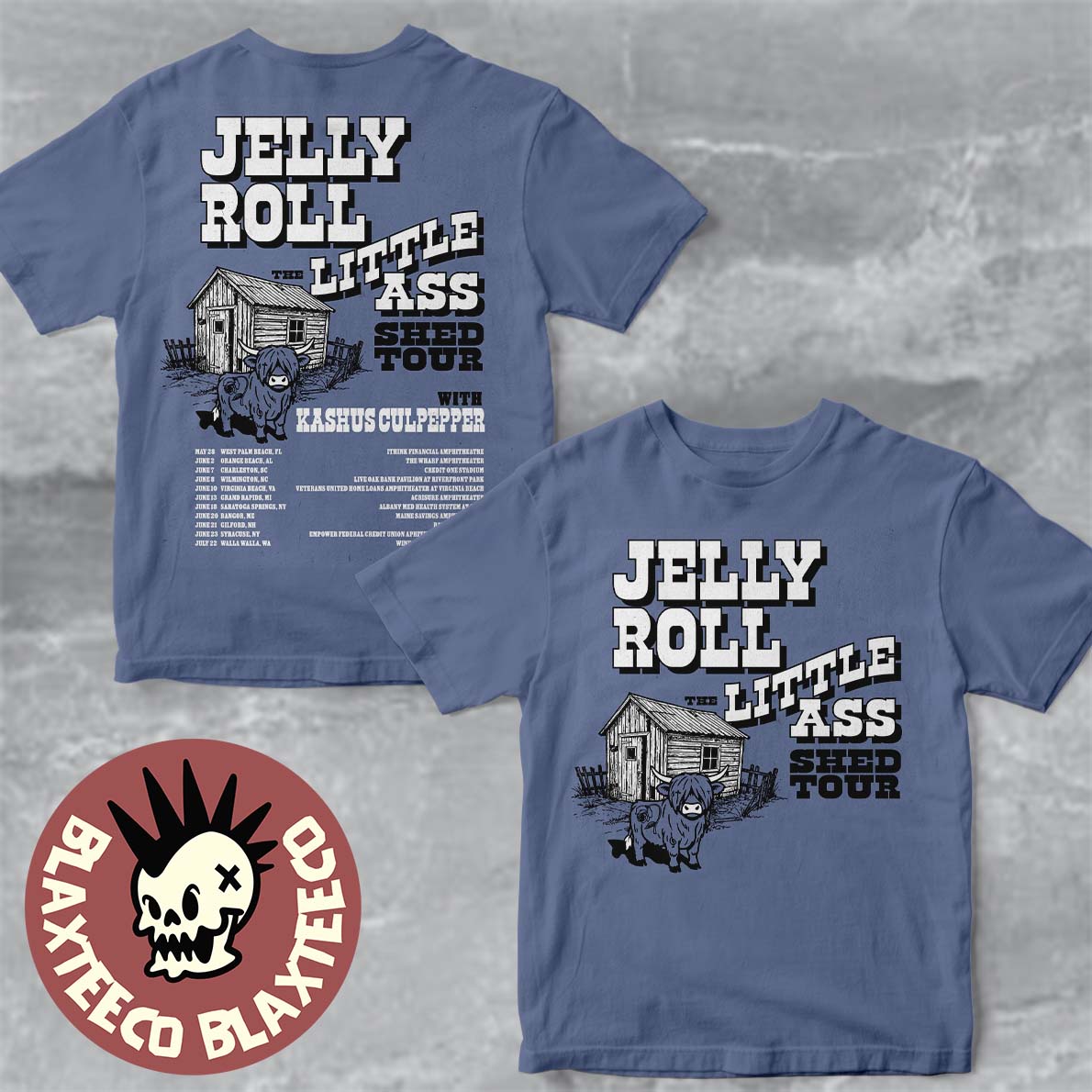 Jelly Roll The Little Ass Shed Tour 2026 North America Schedule Dates Two Sided T-Shirt