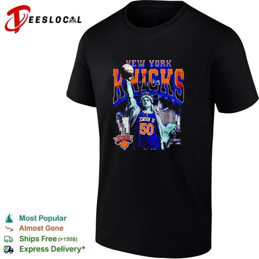 Jemison III 50 New York Knicks Statue of Liberty skyline basketball shirt
